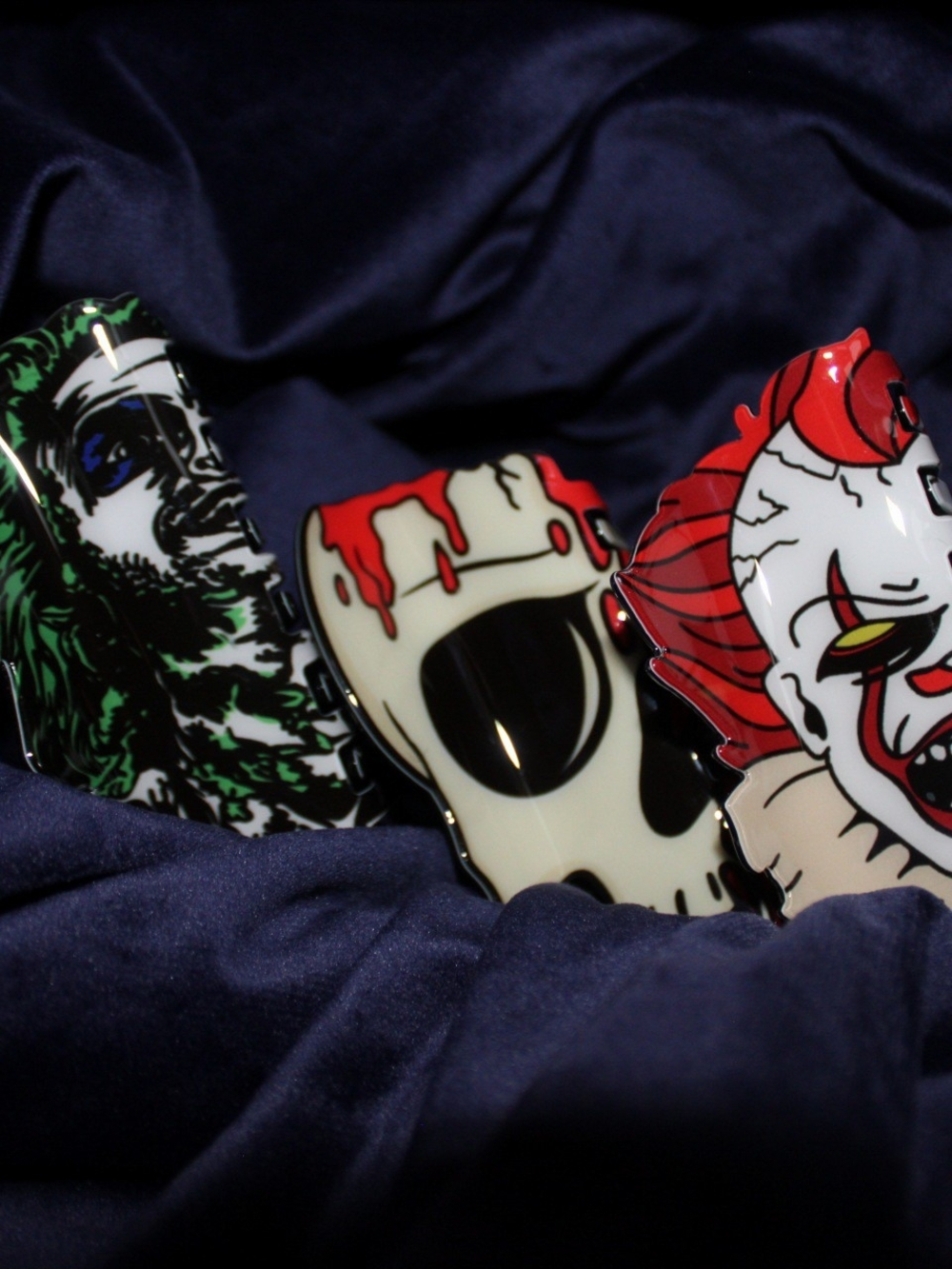Kids Horror Character Hair Clips - Red, White, Green Set $10 Each
